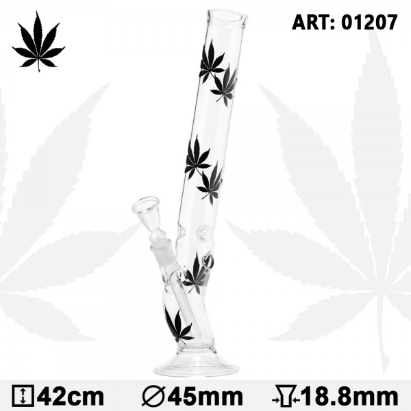 Skleněný bong Multi Black Leaf, 42cm, 18,8mm