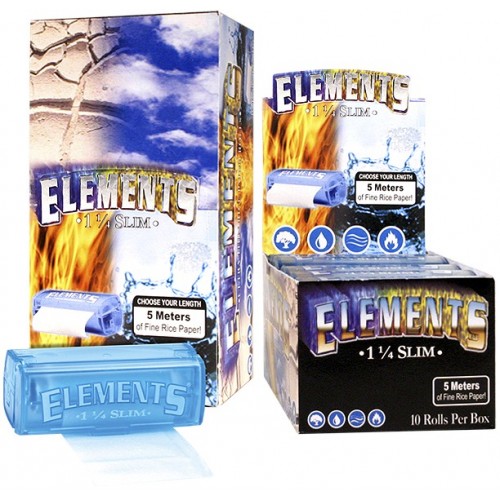Rolovací papírky ELEMENTS ROLLS King Size, 5m + plast holder | box 10ks